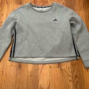 Grey adidas crewnecks with black stripes. Size large and never worn